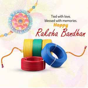 Raksha Bandhan greeting with colorful Rakhi threads and text