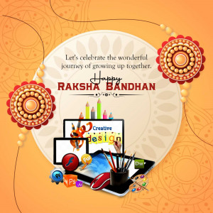 Raksha Bandhan greeting with creative design elements