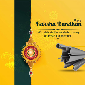 Raksha Bandhan greeting with Rakhi and metal pipes