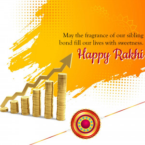 Rakhi celebration image with coins and Rakhi thread