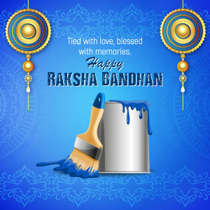 Raksha Bandhan greeting with Rakhi, paint brush and memories text