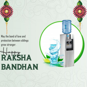 Raksha Bandhan greeting with a water purifier and Rakhi decorations