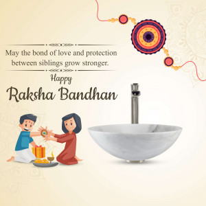 Raksha Bandhan greeting with siblings and a sink