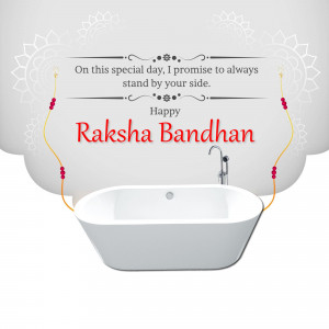 Raksha Bandhan greeting with a bathroom setting