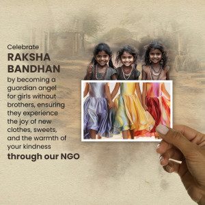 Image depicting three young girls with Rakhi bracelets, symbolizing Raksha Bandhan and support for girls.