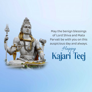 Image of Lord Shiva and Mata Parvati with a Kajari Teej greeting.