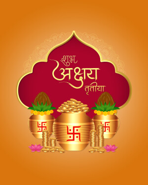 Akshaya Tritiya festive greeting with traditional elements
