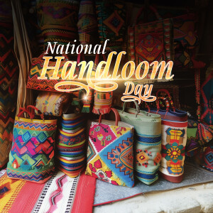 Display of colorful handloom products for National Handloom Day