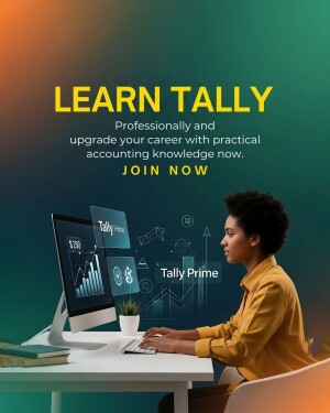 Woman learning Tally accounting software on a computer