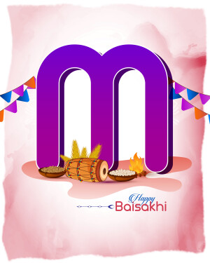 Letter 'm' with Baisakhi decorations