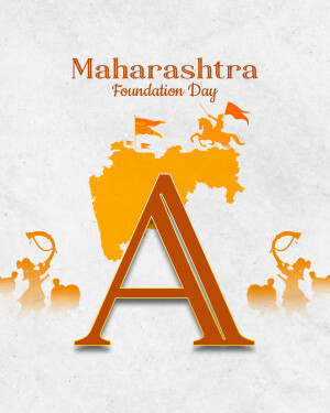 Maharashtra Foundation Day graphic with map and cultural elements