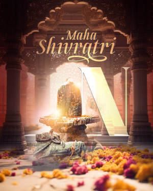Maha Shivaratri festival image with a Shiv Lingam and decorative elements.