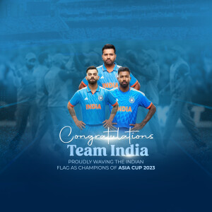 Team India celebrating Asia Cup 2023 victory with the Indian flag
