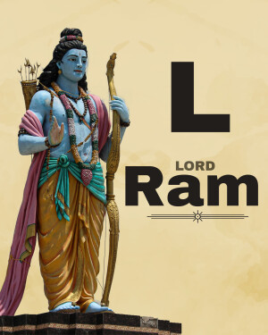 Statue of Lord Ram with the letter L and text 'Lord Ram'