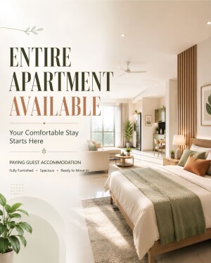 Luxury apartment bedroom and living area interior with minimalist decor and warm lighting