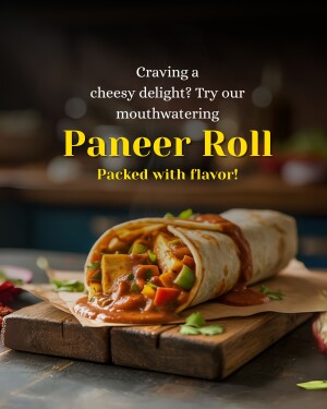 Close-up of a delicious Paneer Roll with vibrant colors and a cheesy filling.