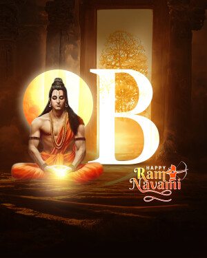 Lord Rama in meditation with Ram Navami greeting