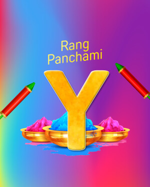 Colorful Rang Panchami image with the letter Y and holi colors