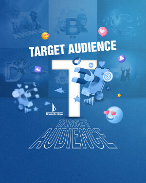 Graphic depicting target audience with icons and a large letter 'T'