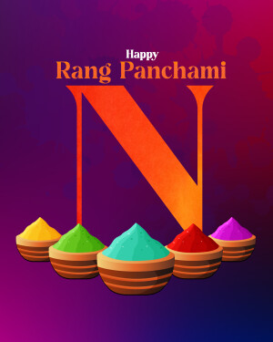 Rang Panchami celebration with colorful powder and the letter N