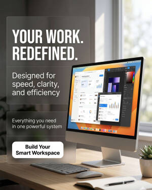 Modern Workspace Digital Dashboard Interface Artwork For Instagram