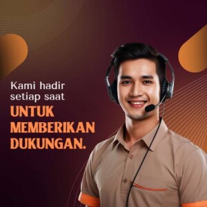 Smiling customer support agent wearing a headset