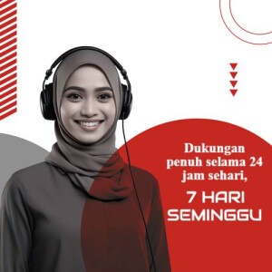 Woman wearing a hijab and headphones, representing customer support.