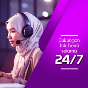 Woman wearing a headset providing customer support