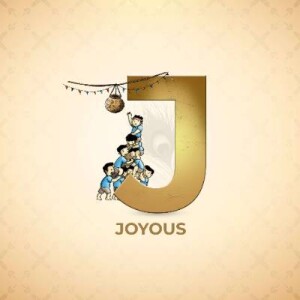 Illustration of people stacked on top of each other forming the letter 'J' with the word 'Joyous' below.