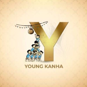 Illustration of a human pyramid forming the letter Y with 'Young Kanha' text