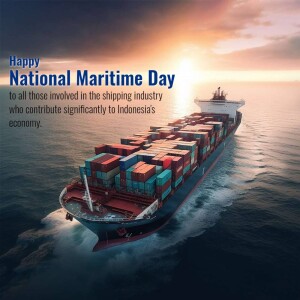 Container ship sailing on the ocean for National Maritime Day