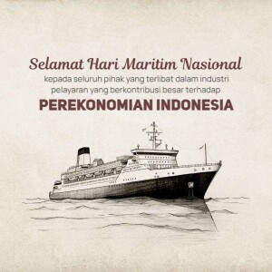 Illustration of a ship with text celebrating National Maritime Day in Indonesia