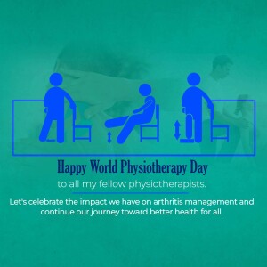 Illustration of people undergoing physiotherapy with text celebrating World Physiotherapy Day.