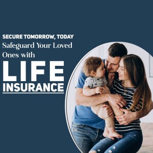 Family with a baby and life insurance advertisement