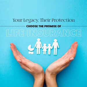 Hands cradling a family silhouette with the text 'Life Insurance'