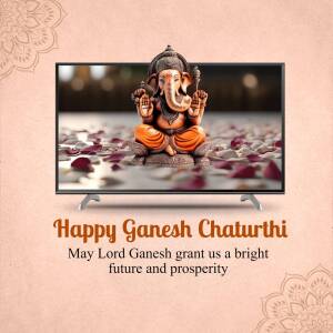 Happy Ganesh Chaturthi - TV Display Social Media Post For WhatsApp