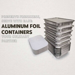 Stack of aluminum foil containers with lids