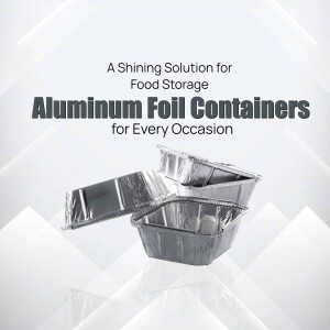 Stack of shiny aluminum foil containers for food storage