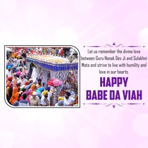 Image commemorating Babe Da Viah with a procession and text overlay.