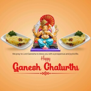 Ganesh Chaturthi greeting with breakfast omelette