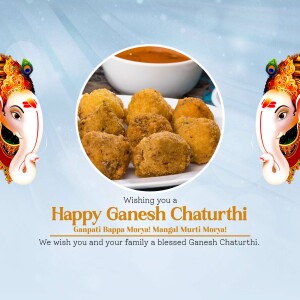 Ganesh Chaturthi celebration with Modak sweets and Ganesha imagery