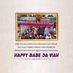 Image depicting a religious procession with text wishing 'Happy Babe Da Viah'