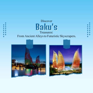 Baku Azerbaijan cityscape with modern architecture and historical references
