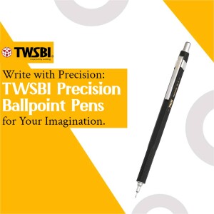 TWSBI Precision Ballpoint Pen on a yellow and white background
