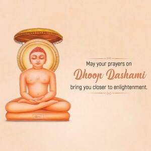 Image of Lord Buddha with a festive Dhoop Dashami greeting.