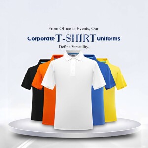 Selection of corporate t-shirt uniforms in various colors