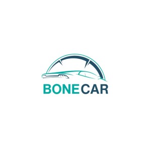 Logo of Bonecar featuring a car silhouette within a speedometer arc.