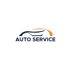 Logo for an auto service business featuring a car silhouette and text.