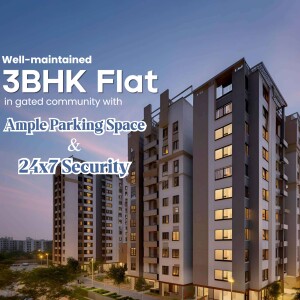 Modern apartment building with ample parking and 24/7 security