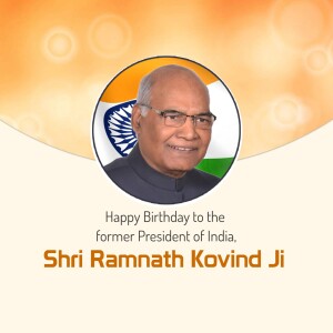 Portrait of former President of India, Ramnath Kovind, with birthday greetings.